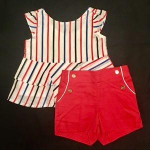 🆕 Janie & Jack Patriotic Striped Shorts Outfit